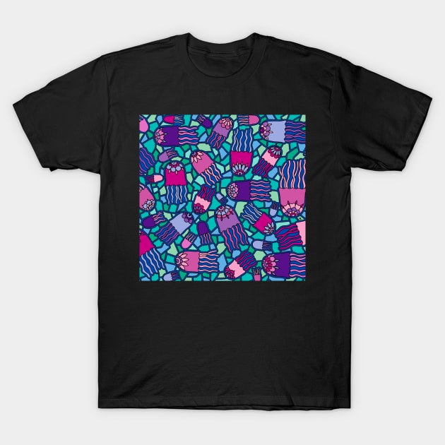 Mosaic Jellyfish T-Shirt by HLeslie Design